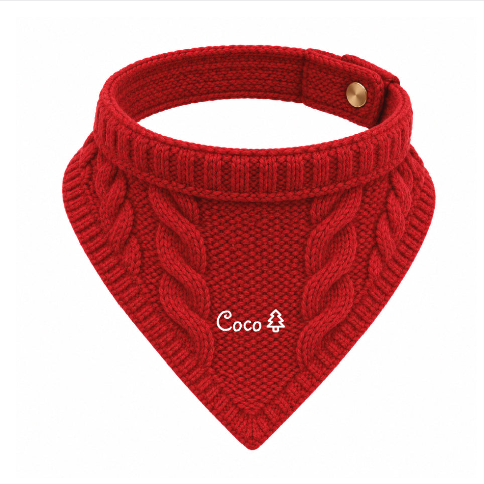 Personalized Knit Dog Bandana